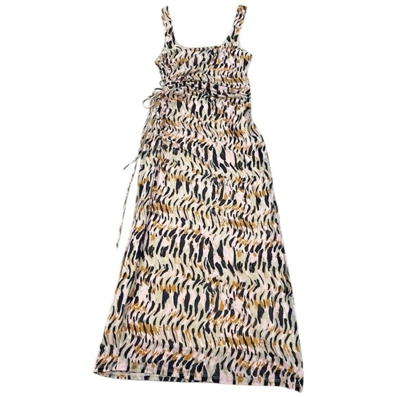 House of Harlow 1960 Cut Out Mesh Maxi Dress Small Pink Black Animal Print - Picture 4 of 11